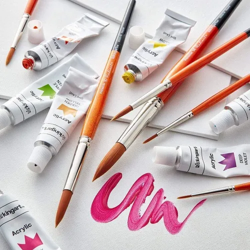 Miniatura 2 de KINGART Premium Radiant 6000-0 Round Series - Cepillo para artista, pelo sintético Taklon, mango corto, para pintura acrílica, óleo y acuarela