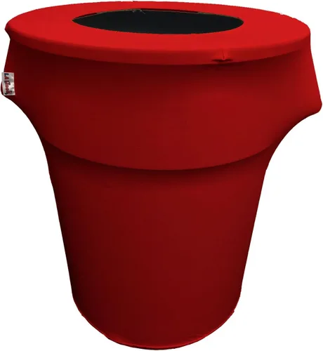 Miniatura 14 de LA Linen Cubierta para cubo de basura ajustable de elastano elástico de 32 galones, cubierta redonda para contenedor de residuos, decoración de Gris