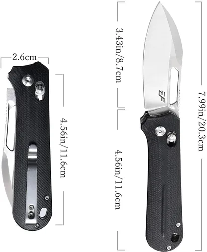 Miniatura 2 de Eafengrow EF963 Cuchillo plegable D2 Hoja de acero G10 Mango EDC Herramientas Cuchillos para trabajar al aire libre Camping (negro)