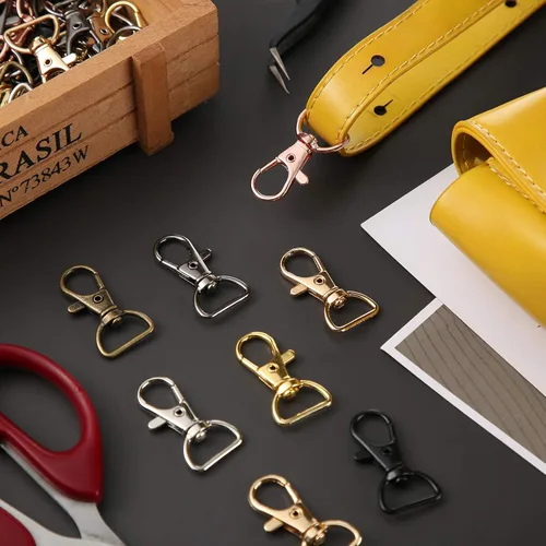 Miniatura 4 de Hotop 35 piezas de cierres giratorios para llavero, gancho de clip de metal de langosta con anillos en D para llavero, bolso, hardware, proyecto
