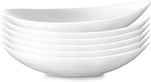 Bormioli Rocco Prometeo - Juego de 6 platos de sopa y pasta (9 pulgadas), color blanco