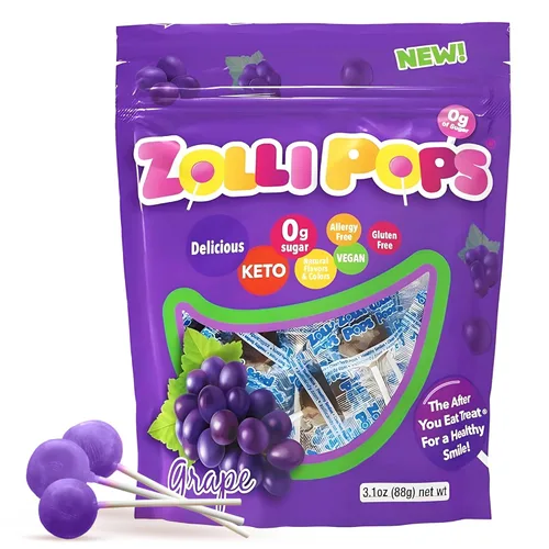 Miniatura 16 de Zollipops Caramelo y manzana verde, 10.4 onzas, sin azúcar, sin alergias, vegano, apto para dieta cetogénica y diabética, caramelo de dientes limpios
