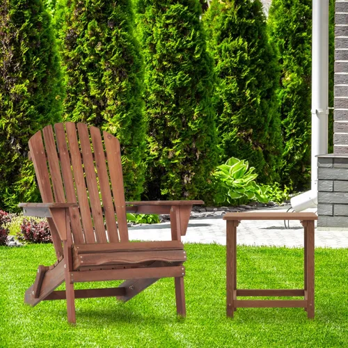 Miniatura 4 de Juego de 2 sillas Adirondack plegables de madera para jardín y exteriores, construcción de madera de cedro maciza, cómodos reposabrazos y respaldo
