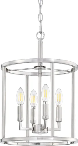 Miniatura 8 de Lámpara colgante de 3 luces con acabado de níquel cepillado, lámpara geométrica de cadena ajustable, jaula de metal, iluminación colgante