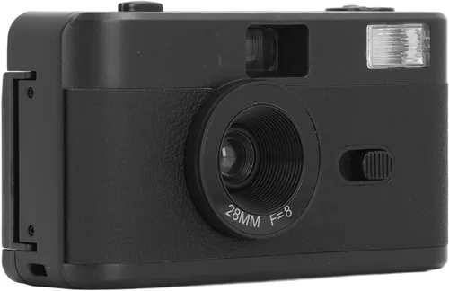 Zyyini Cámara de película de 1.378 in, cámara de película reutilizable de 1.378 in con flash, película vintage compatible con película en blanco y