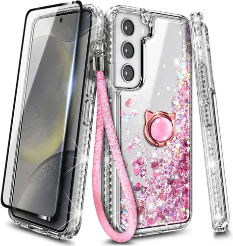 Miniatura 96 de NGB - Funda de teléfono diseñada para Samsung Galaxy S9+ Plus, morado/azul, con purpurina líquida para mujeres y niñas, con protector de pantalla