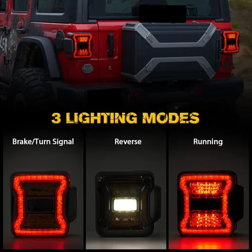 Miniatura 2 de FIERYRED Luces traseras LED JK compatibles con Jeep Wrangler JK 2007-2017, luces traseras ahumadas para señal de giro, correr/freno y marcha atrás