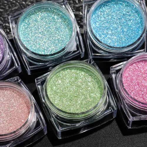 Miniatura 6 de 6 unidades Aurora Rainbow Candy en polvo para uñas, diamantes arena en polvo iridiscente brillante efecto de azúcar, purpurina, lentejuelas