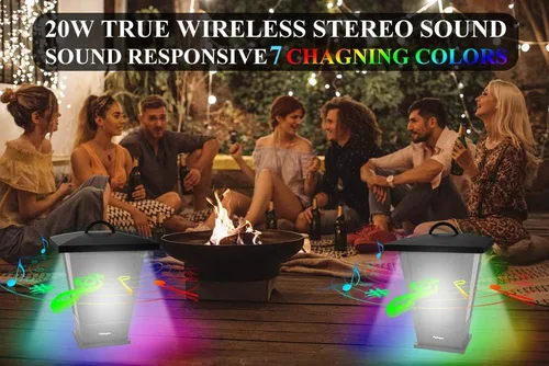 Miniatura 2 de pohopa Altavoces Bluetooth Impermeables, 2 Unidades Sonido Estéreo Inalámbrico Verdadero 20W Emparejamiento Dual Altavoces Exteriores Linterna