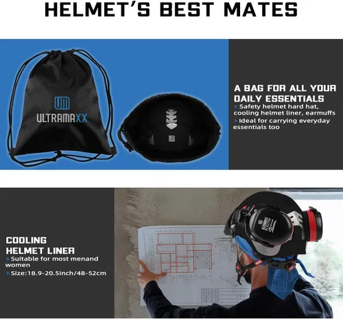 Miniatura 6 de UM ULTRAMAXX Casco de seguridad para casco duro y protección para los oídos, aprobado por ANSI Z89.1, kit de casco de trabajo ligero ventilado