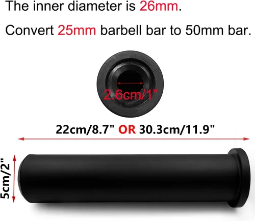 Miniatura 2 de LFJ La funda adaptadora olímpica de nailon convierte postes de placa de peso estándar de 1 pulgada en postes de peso olímpico de 2 pulgadas