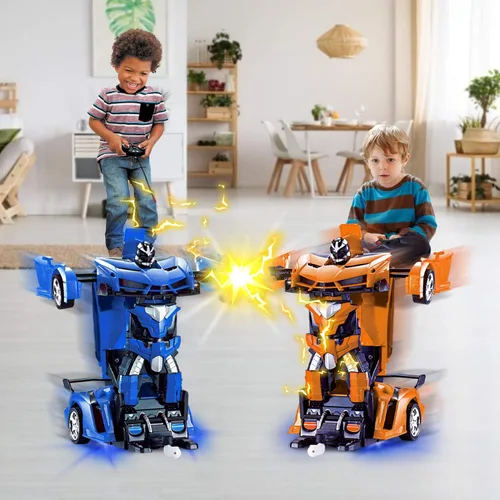 Miniatura 4 de Coche de control remoto - Juguetes de robot transformables para niños adolescentes, coche RC recargable con luces, coche RC 2.4Ghz 1:18 recargable