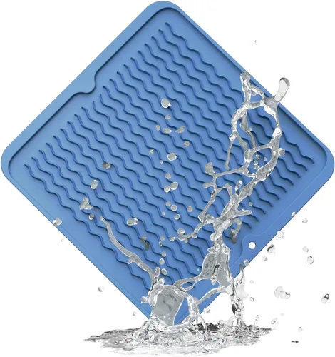 Miniatura 40 de ZLR 2 bandejas de silicona para fregadero (6 x 12 pulgadas/6.024 x 12.008 in) - Soporte estrecho para esponja para encimera de cocina - Tapete Negro