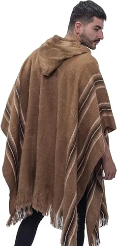 Miniatura 13 de Gamboa Poncho de alpaca para hombre Pancho mexicano con capucha vaquero y ponchos occidentales manta para adultos