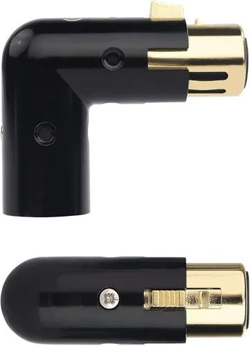 Miniatura 8 de MAD OWL Adaptador XLR de 3 pines de 90 grados, adaptador XLR de ángulo recto ajustable macho a hembra para cable DMX negro