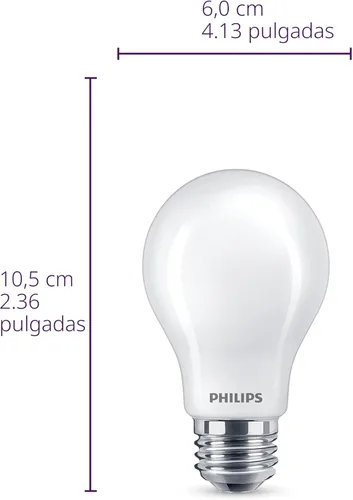 Miniatura 2 de PHILIPS Bombillas LED de 60 W A19, 4 unidades, ultra definición, blanco suave (2200 K), 800 lúmenes (8 W = 60 W), regulables, sin parpadeo, bombillas