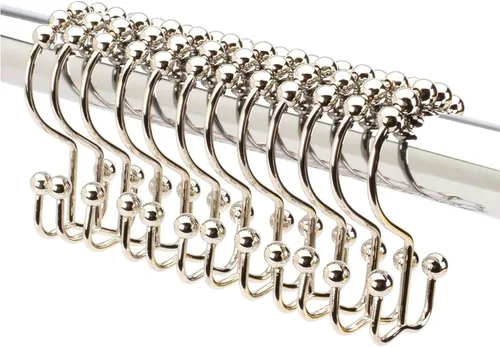 Miniatura 12 de 2 lbDepot - Ganchos de anillos para cortina de ducha – Acero inoxidable 18/8 de alta calidad – Ganchos dobles con rodillos de fácil deslizamiento