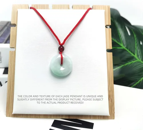 Miniatura 3 de Collar de jade de la suerte, amuleto de piedras preciosas curativas, jade natural certificado de grado A, colgante de joyería unisex con cuerda roja