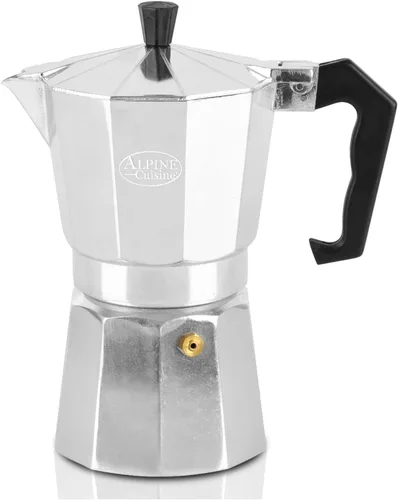 Alpine Cuisine Cafetera de café expreso para estufa, 12.5 onzas, 9 tazas de expreso, olla moka para cafetera clásica italiana y cubana, olla moka de