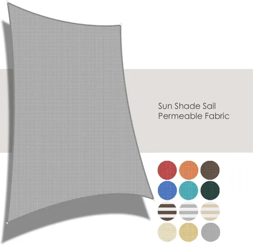Miniatura 8 de ECOOPTS Toldo Vela de Sombra Solar HDPE de 8'x8' Toldo Rectangular para Patio Exterior Cubierta de Pérgola Bloquea 95% UV Resistente (Gris)