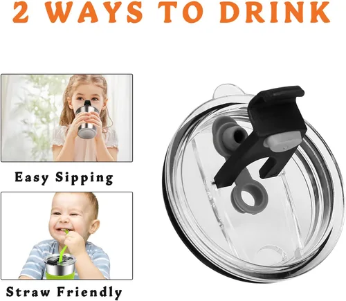 Miniatura 3 de ShineMe Vasos para niños con pajitas y tapas, 12 onzas, a prueba de derrames, con mangas, vaso de agua reutilizable para bebidas frías y calientes