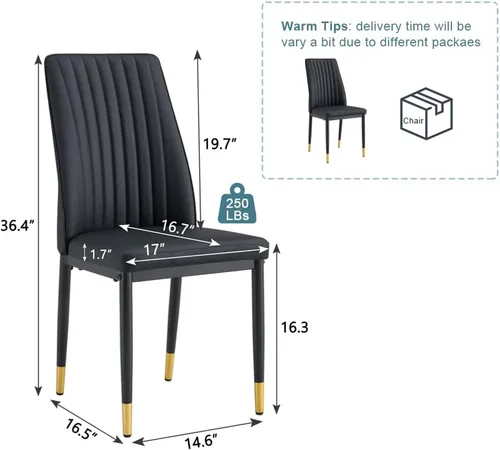 Miniatura 3 de Juego de mesa de comedor moderno para 6, juego de mesa de cocina y sillas de mármol para 6, mesa de cocina rectangular con 6 sillas tapizadas
