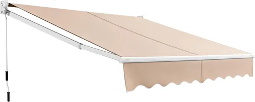 Tangkula - Toldo retráctil de 8 pies × 6.6 pies, toldo de aluminio para patio con manivela y poliéster resistente al agua, toldo manual para patio