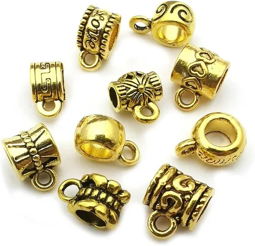 Miniatura 3 de 100 cuentas de oro antiguo con cierre de fianza, cuentas de tubo de fianza, cuentas espaciadoras sueltas, dijes para colgar cuentas para hacer M671