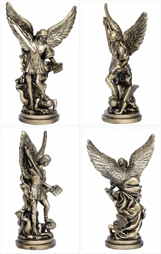 Miniatura 4 de Estatua de Arcángel de San Miguel – Escultura de ángel de arcángel de bronce de San Miguel, 5.2 pulgadas, figura católica cristiana
