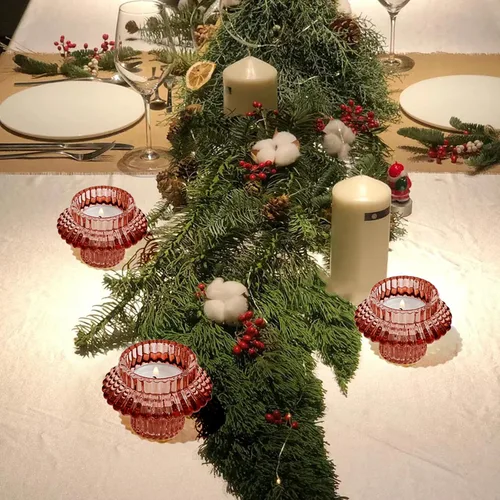 Miniatura 4 de Juego de 3 portavelas reversibles, cónicos de cristal rojo y candelita para centro de mesa, boda, fiesta, decoración del hogar Marrón rojizo