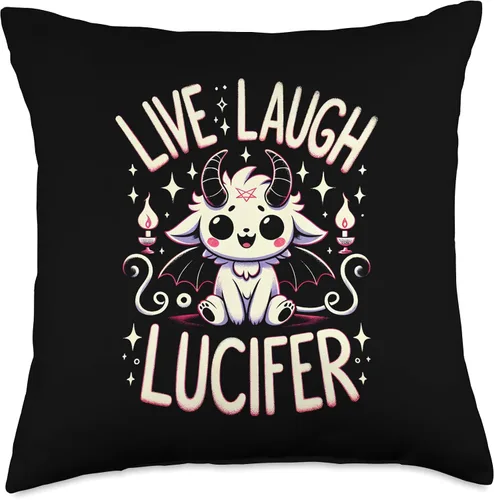 Miniatura 5 de Live Laugh Lucifer - Funny Devil Satan Statement Live Laugh Lucifer-Funny Humorístico Oculto Lindo Baphomet Juego de palabras almohada de 16 x 16
