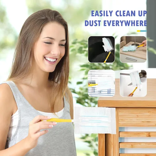 Miniatura 6 de 30 repuestos de plumero compatibles con plumeros de mango de 180°, reemplazo de plumero multisuperficie resistente de 180° con 1 mango estándar, sin
