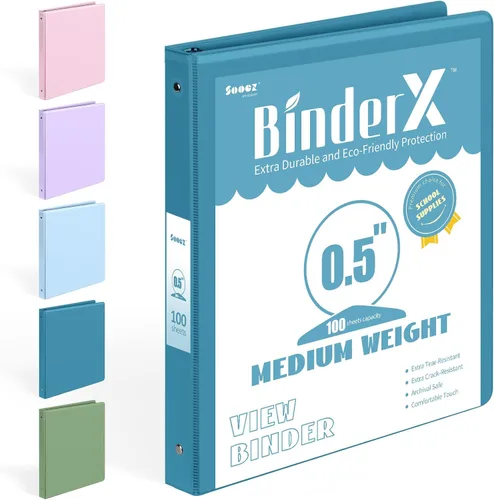 Miniatura 24 de BinderX - Carpeta de 3 anillos redondos extraduradera de 1 pulgada, se adapta a 175 hojas de papel de 8.5 x 11 pulgadas, cubierta personalizable