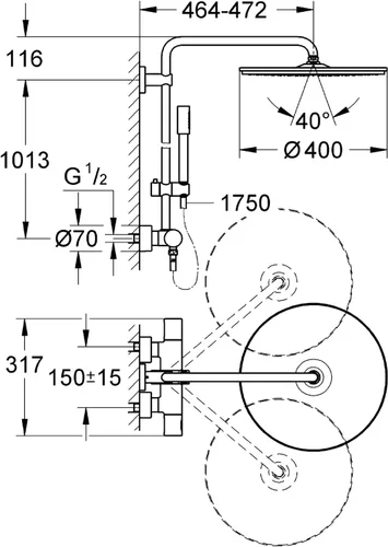 Miniatura 2 de GROHE 27174001 Termostato de sistema de ducha de lluvia 400