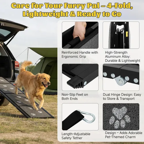 Miniatura 5 de Rampa para perros para automóvil de 63 pulgadas de largo y 17 pulgadas de ancho, rampas portátiles para perros grandes, superficie de alfombra