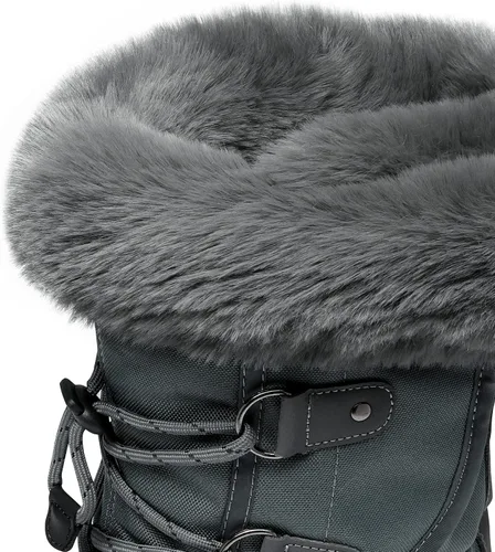 Miniatura 5 de DREAM PAIRS Botas de nieve de invierno para mujer, con cordones, impermeables, aisladas, botas de pato a media pantorrilla con forro de piel