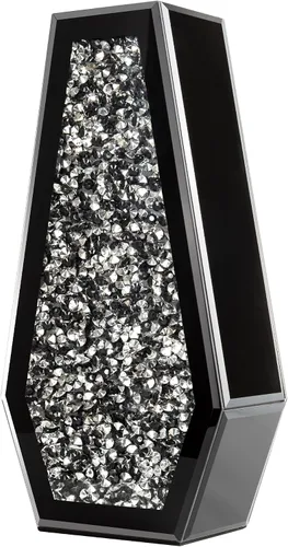 SHYFOY Florero Negro de Flores Florero de Vidrio de Diamante Triturado Floreros Grandes de Cristal con Espejo para Centros de Mesa Floreros Altos de