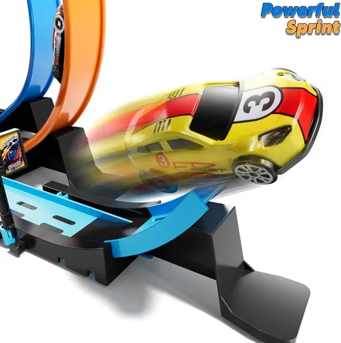 Miniatura 3 de LILYBUDS Juego de Regalo de Pista de Autos de Juguete para Niños de 3-5, 4-7, 8-12 Años, Pistas de Carreras Largas con 4 Bucles de Acción y 4 Autos