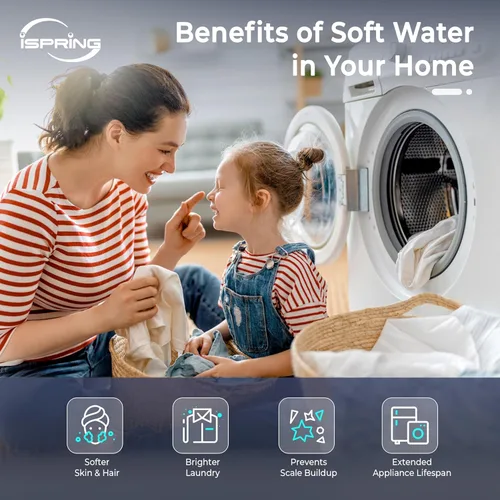 Miniatura 7 de iSpring Sistema de Ablandador de Agua para Toda la Casa, 50,000 Granos de Alta Capacidad Elimina la Dureza con Retrolavado Automático y Alarma