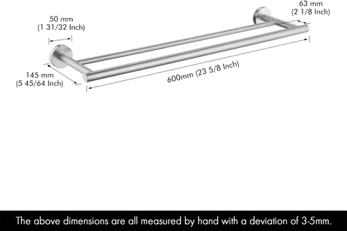 Miniatura 7 de KES Toallero doble de 23.6 pulgadas, soporte para toallas de baño, cocina, barra de toalla doble, resistente al óxido, montaje en pared, acero