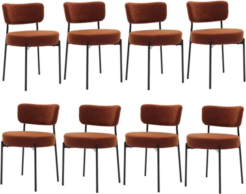 Miniatura 27 de Juego de 2 sillas de comedor negras Stabrech, sillas de comedor con respaldo curvo, sillas de comedor modernas de bouclé tapizadas para la sala