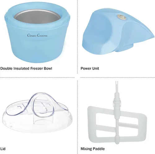 Miniatura 5 de Máquina para hacer helados – Máquina de helados de 1 cuarto de galón para hacer sorbete, helado, helado y yogur congelado – Electrodomésticos de Azul