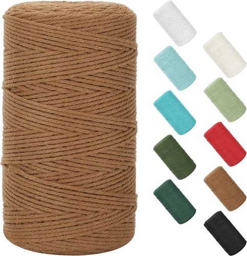 Miniatura 144 de Cordón de macramé de 0.079 in x 380 yardas (1140 pies), cuerda de algodón natural para colgar en la pared, ganchos de plantas, manualidades, Beige