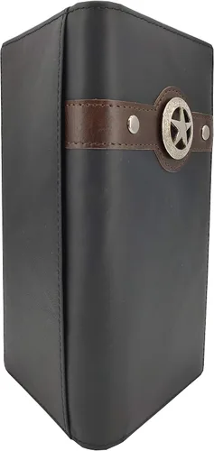 Miniatura 5 de Janhooya Cartera vaquera occidental con bloqueo RFID para hombre Negro Star Black Cartera RFID
