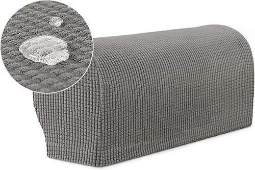 Miniatura 10 de 1 par de fundas elásticas para reposabrazos de sofá, fundas lavables para sillón, extraíbles a prueba de polvo, protector de sofá para brazos, Negro