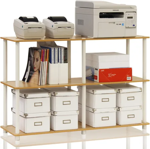 Miniatura 16 de Furinno TURN-N-TUBE - Estantes de almacenamiento, Estante de 3 niveles de 47.4" de ancho para libros, Estante de esquina, Estantes abiertos sin