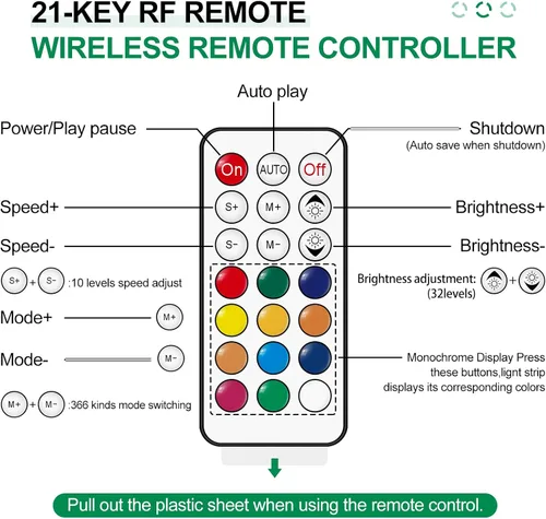 Miniatura 4 de RGBZONE Controlador LED USB de 5 V CC, control remoto inalámbrico RF de 21 teclas, controlador LED de 3 pines de 3.3 ft/3.3 pies, 5V WS2812 WS2811
