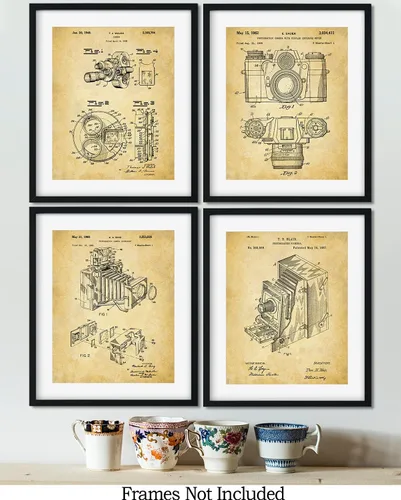 Miniatura 2 de Govivo Patente de cámara antigua: un conjunto de cuatro patentes de equipos de fotografía para decoración de pared impresiones con fondos sepia