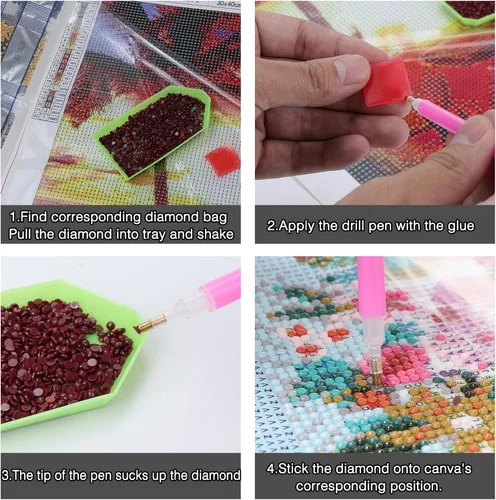 Miniatura 6 de abcGoodefg Kit de pinturas de arte de diamantes, 6 paquetes, kits de arte de diamantes 5D para adultos, juego de paisaje, pintura redonda de taladro