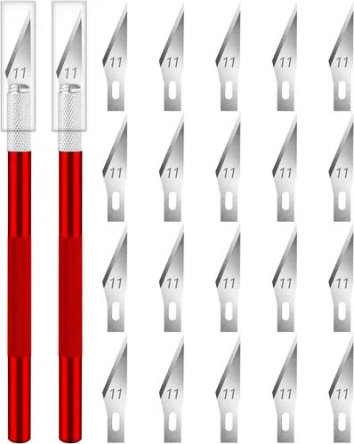 Miniatura 12 de DIYSELF Juego de cuchillos Exacto de 16 piezas, cuchillo de manualidades y kit de cuchillos de pasatiempo, cuchillo de precisión con estuche
